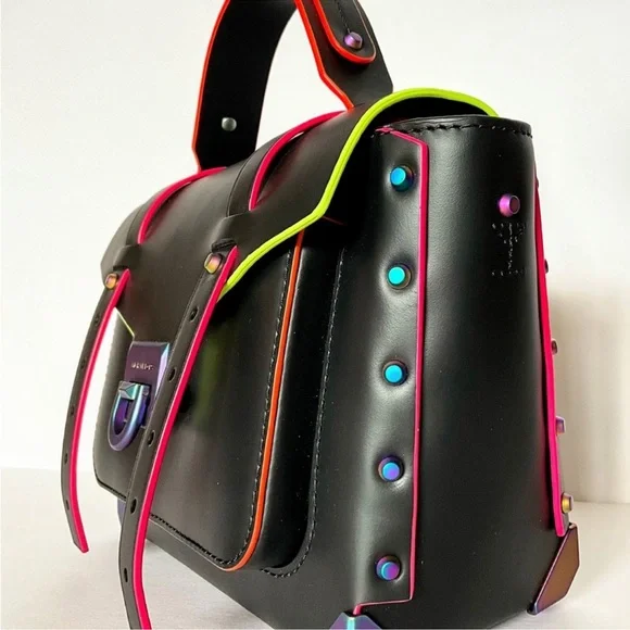 Michael Kors Black Satchel Bag with Neon Highlights - Picture 4 of 7